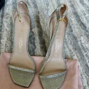 Stuart Weitzman Silver Glitter Women's Sandals